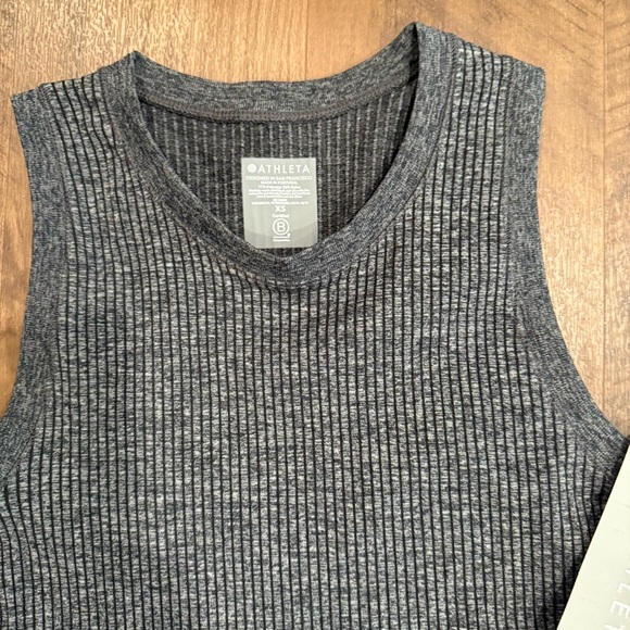 Athleta NWT Renew CYA Ribbed Sleeveless Top Charcoal Tank Minimalist size XS - Picture 4 of 8